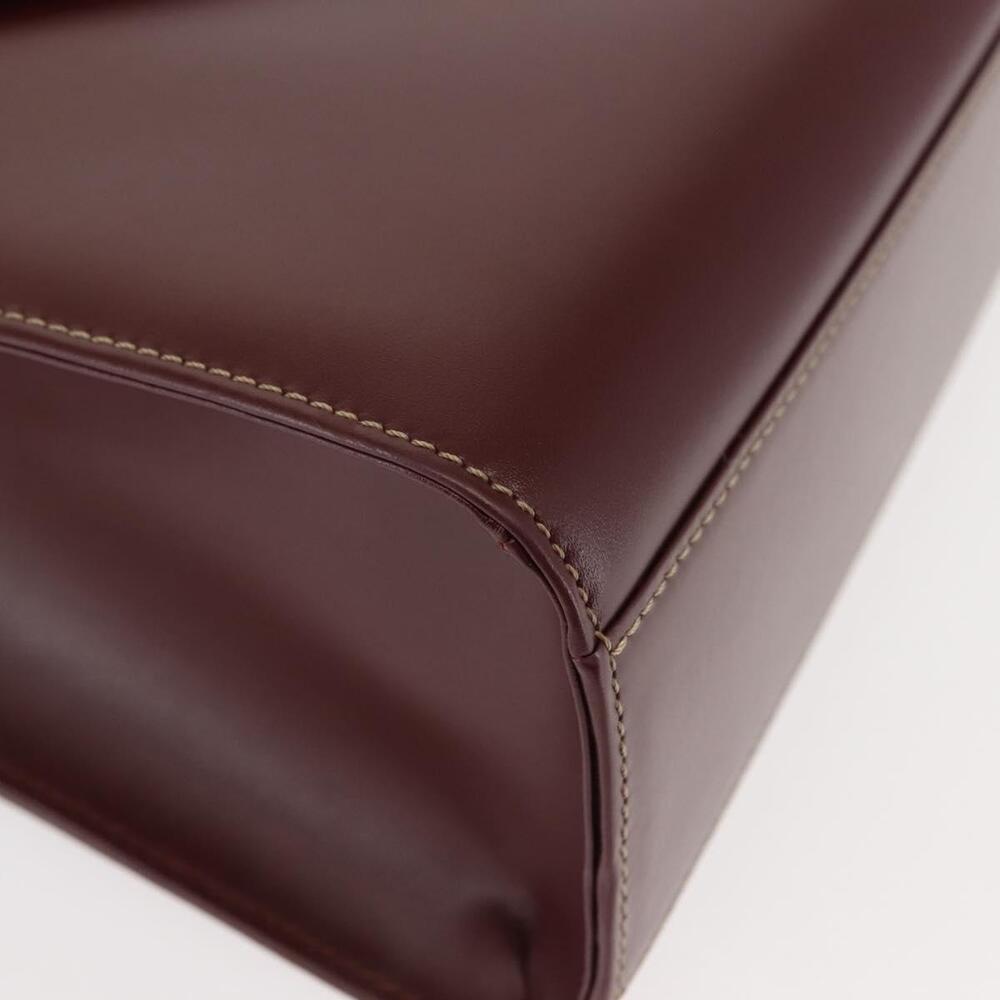 CARTIER Hand Bag Leather Bordeaux Gold Auth 146656 - Picture 9 of 16
